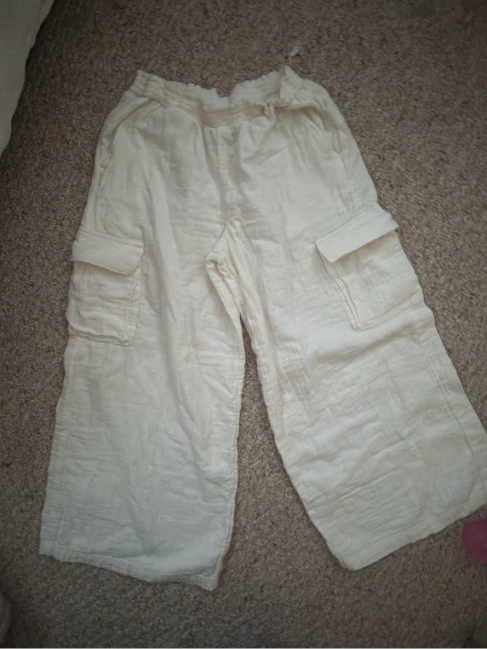 Old Navy Cream Wide-Leg Cargo Kids Pants